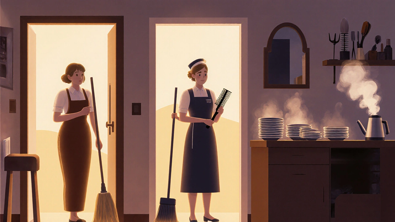 Три жінки працюють у різних професіях у Теремках: прибиральниця, помічниця салону, кухарка.