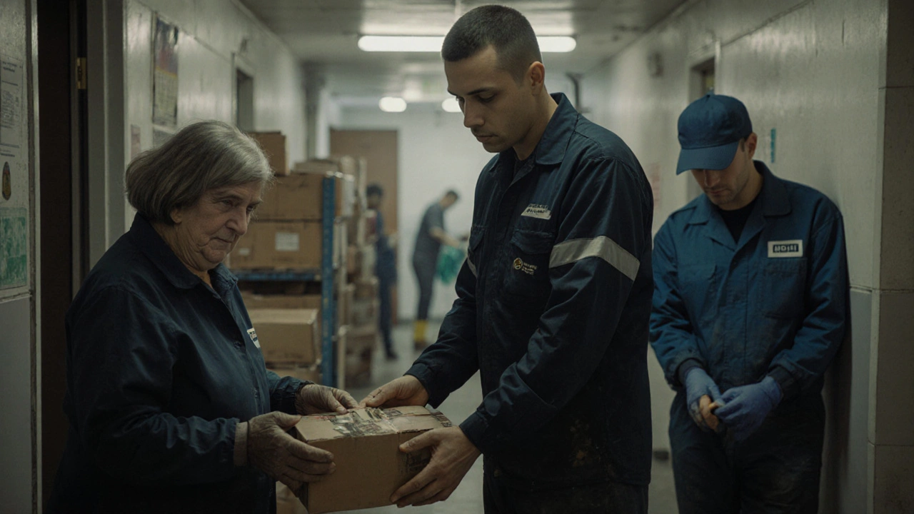 Різні працівники в Києві: жінка 50+ на складі, чоловік отримує зарплату, санітарка в клініці.