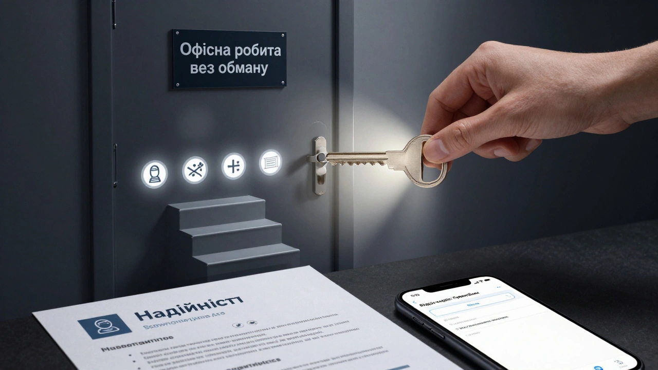 Ключ 'Надійність' відкриває двері до чесної офісної роботи з соцпакетом.