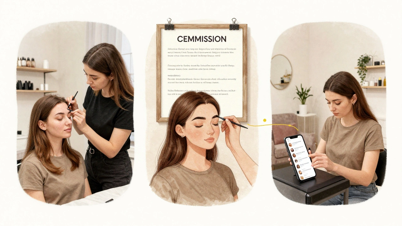 Концептуальна ілюстрація шляху бровістки: від курсів до власного кабінету.