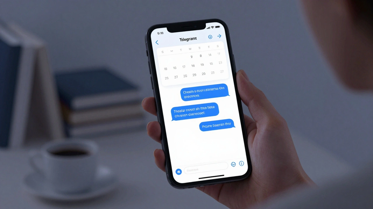 Руки тримають телефон із приватним чатом про культурну зустріч, без видимих обличчя.