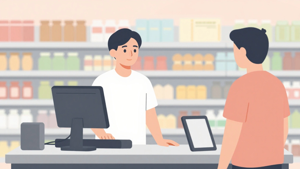 Особа працює на касі в супермаркеті Києва