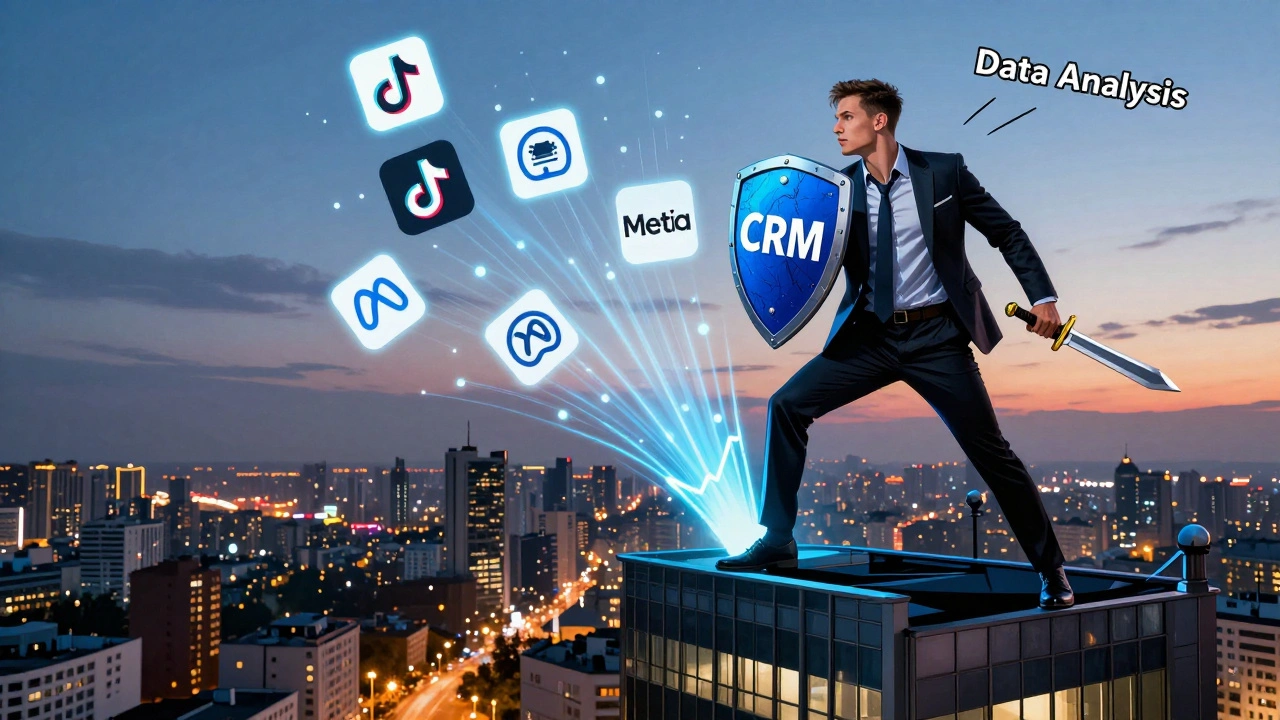 Маркетолог-супергерой у стилі коміксів керує даними та інструментами в місті Києві.