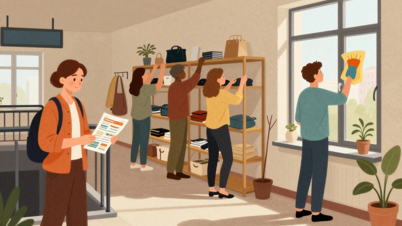 Різні люди працюють у Києві: роздають листівки, прибирають квартири та працюють у секонд-хенді.